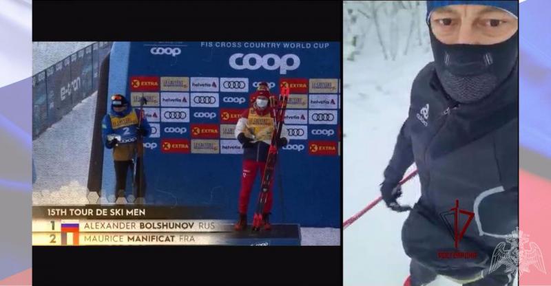 Росгвардейцы встали на лыжи в поддержку своего легендарного сослуживца - спортсмена Александра Большунова